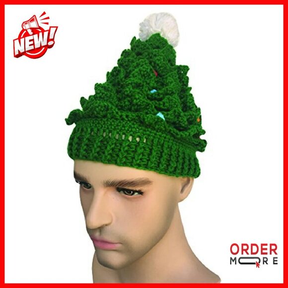 Handmade Knitted Crochet Beanie Santa Hat One Size Fits Most Adults